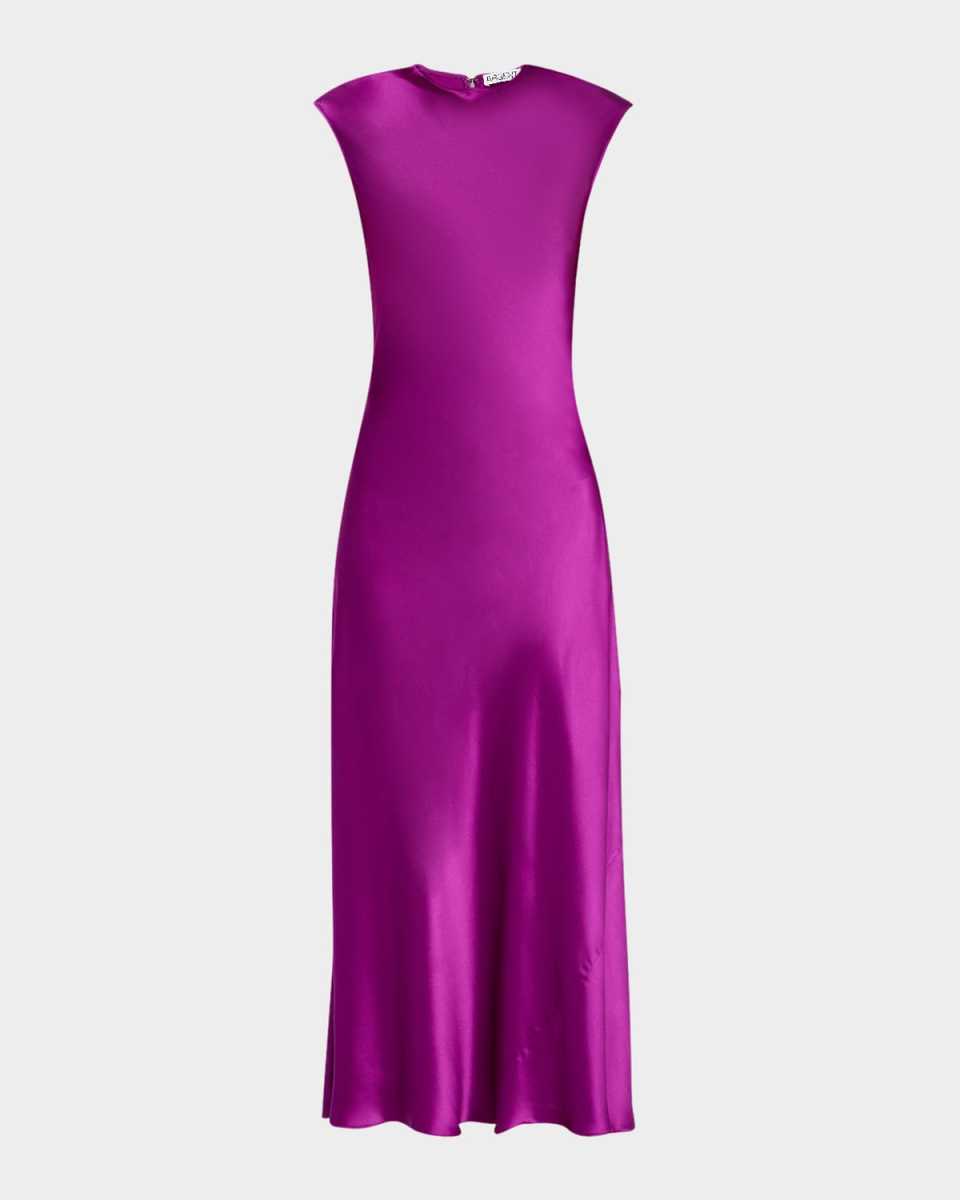 Cap-Sleeve Silk Charmeuse Maxi Dress